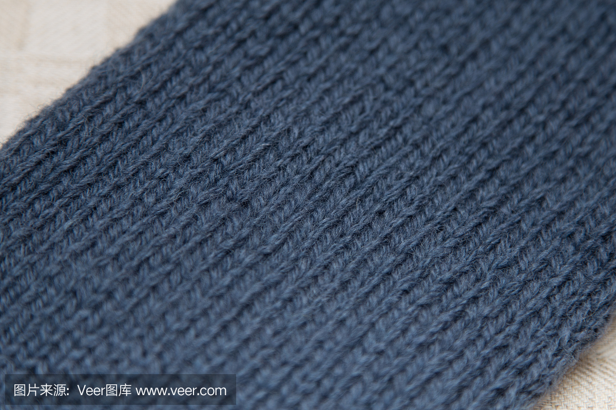 手工針織圖案特寫。羊毛針織紗。